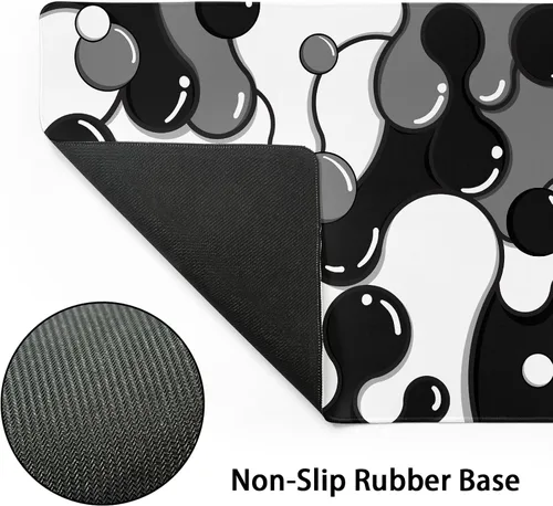 Miniatura 3 de Alfombrilla de ratón XL Negro Blanco Gris Anime Genial Geométrica Japonesa Extendida para Escritorio 80X30cm Base de Goma Antideslizante Borde