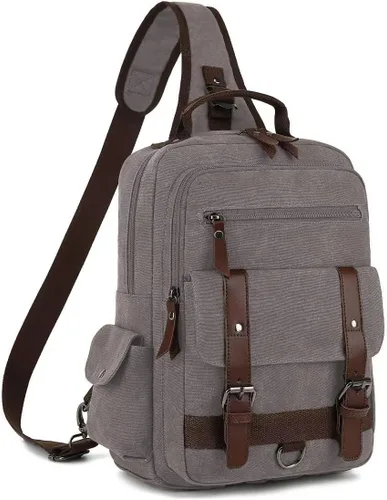 Miniatura 9 de Bolsa de mensajero vintage, mochila de lona para viajes, bolsa de hombro para hombre, bolsa de doble uso para transporte de mano y transporte