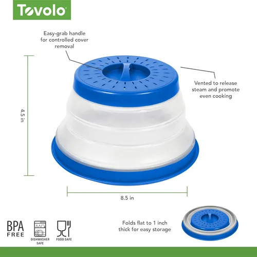 Miniatura 6 de Tovolo Cubierta para Microondas contra Salpicaduras de Alimentos, Pequeña (Azul) - Tapa de Protección contra Salpicaduras de Silicona Plegable