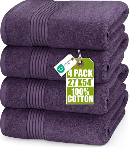 Miniatura 13 de Utopia Towels Juego de 4 toallas de baño (27 x 54 pulgadas), 100% algodón hilado en anillo, secado rápido, altamente absorbentes, toallas de tacto