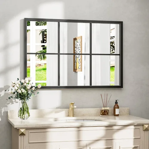 Miniatura 21 de Dewfig - Espejo de ventana arqueado de longitud completa de 65"x 22", espejo de pared, espejos de pie, espejos largos de cuerpo completo