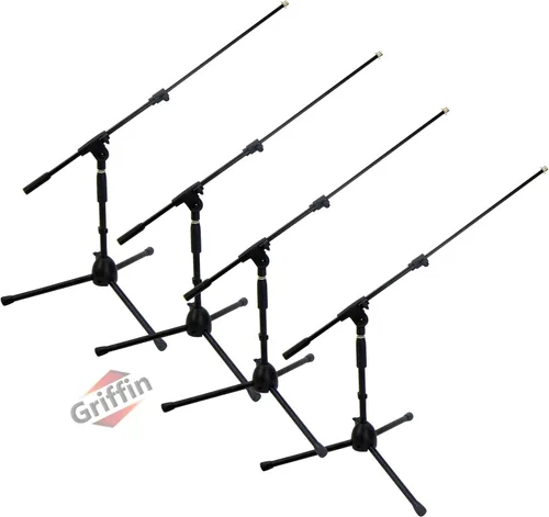 Miniatura 9 de GRIFFIN Soporte de micrófono corto (serie Low Profile-X) – Soporte de trípode para bombo, amplificadores de guitarra, escritorios de estudio, canto