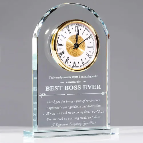 YWHL Regalos de cumpleaños para mujeres y hombres, regalo significativo de agradecimiento para mujeres, reloj de mesa de vidrio grabado con láser