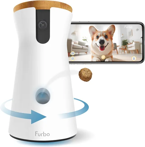 Miniatura 10 de Furbo Mini 360° [Nuevo] Cámara para mascotas 2K QHD: Dispensador de premios giratorio para perros y gatos con aplicación para teléfono, cámara