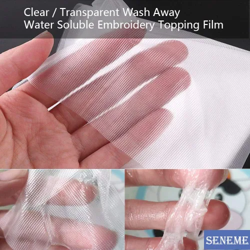 Miniatura 3 de Estabilizador soluble en agua para película de bordado (rollo de 12 pulgadas x 50 yardas), estabilizadores de bordado transparentes Seneme 35um