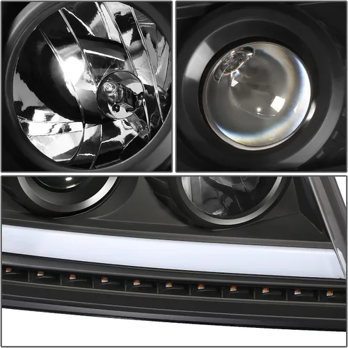 Miniatura 6 de DNA MOTORING HL-HPL-F15004-BK-CL1 - Faros delanteros negros de repuesto para 04-08 F-150 06-08 Mark LT secuencial persecución ámbar LED señal de giro