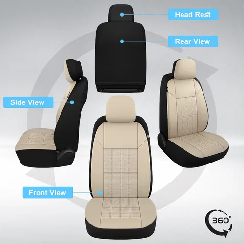 Miniatura 3 de VarCozy Juego de fundas para asientos delanteros de automóvil de piel sintética, fundas universales para asientos delanteros de automóvil, fundas