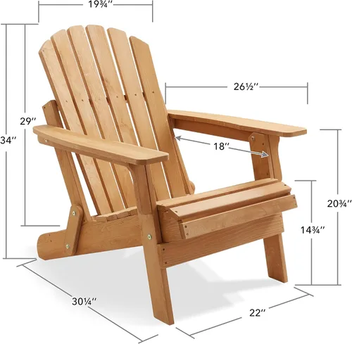 Miniatura 2 de Casafield Silla Adirondack plegable de gran tamaño, madera de cedro para exteriores, para patio, terraza, patio, césped y jardín, parcialmente Beige