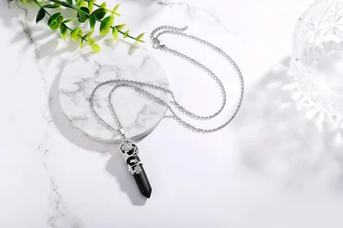 Miniatura 5 de XIANNVXI Collar de cristal con dije de punto envuelto en flores, collares de cristales curativos de Reiki, collares de piedra preciosa de cuarzo