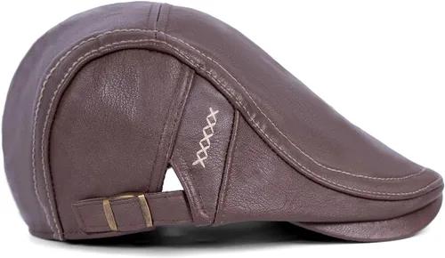 Miniatura 7 de Gorra de hiedra para hombre, sombrero de cuero de PU para hombre, boina ajustable, gorra plana de golf, gorra plana Gatsby, sombrero de pesca