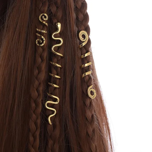 Miniatura 2 de FRDTLUTHW Joyas doradas de serpiente para trenzas, decoración de cabello de Halloween, accesorios de rastas para mujer (paquete de 6)