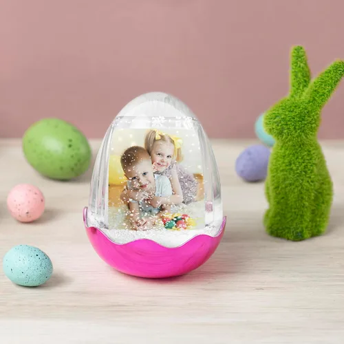 Miniatura 4 de Huevo de Pascua 2" x 3" Foto Globo de Nieve con Base Verde azulado