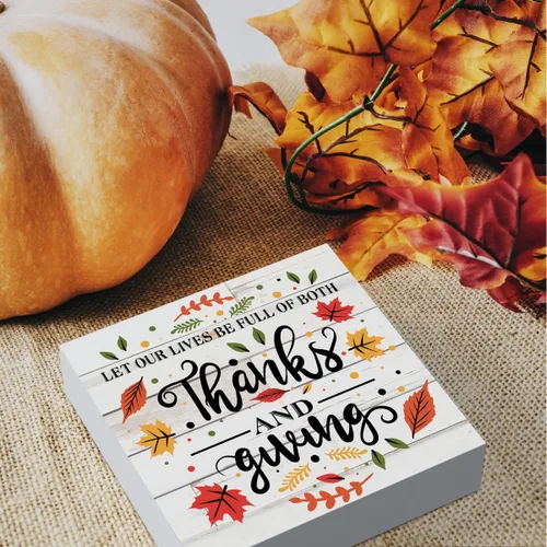 Miniatura 3 de Cartel rústico de madera de Acción de Gracias, caja de madera decorativa de otoño, bonita caja de madera decorativa para pared, escritorio, hogar