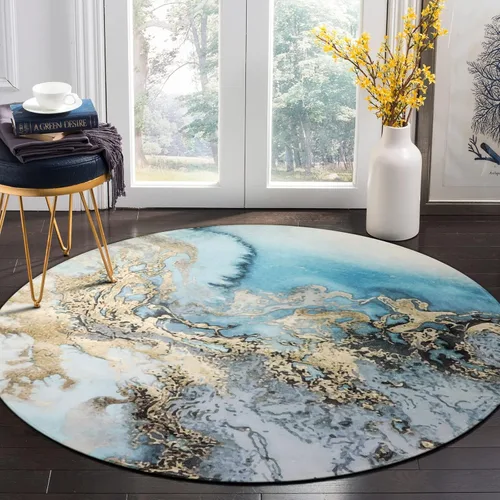 Miniatura 7 de Alfombra Lahome con diseño de mármol, de 60 x 91 cm, de lana sintética, de estilo envejecido, antideslizante. Alfombra para la entrada