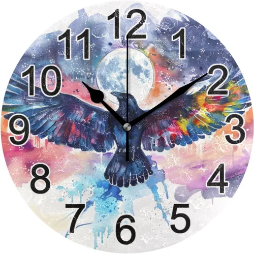 Miniatura 53 de Hummingbird - Reloj de pared de resorte redondo de 10 pulgadas, sin tictac, silencioso, funciona con pilas, reloj analógico atómico de cuarzo