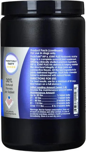 Miniatura 3 de KALA HEALTH PeakTails Hip & Joint Plus HA para perros – 150 tabletas, glucosamina, condroitina, OptiMSM, Ester-C y ácido hialurónico – Apoya