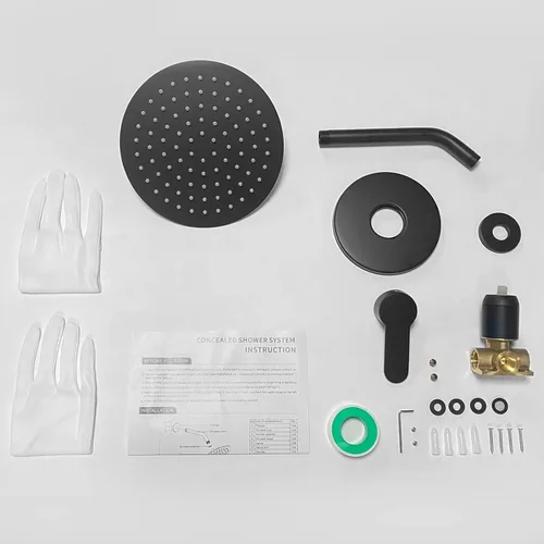 Miniatura 8 de POPFLY Juego de grifo de ducha negro, sistema de ducha de lluvia de baño con cabezal de ducha de 8 pulgadas, kit de molduras de ducha de una sola