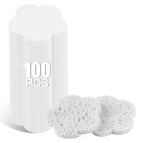 Miniatura 11 de 50 esponjas faciales comprimidas, esponjas faciales naturales, esponjas exfoliantes con forma de flor, reutilizables, el mejor regalo de maquillaje