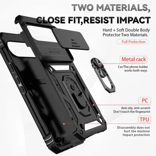 Miniatura 8 de Funda para Google Pixel 9 Pro XL con cubierta para lente de cámara, protector de pantalla HD, doble capa de grado militar a prueba de caídas