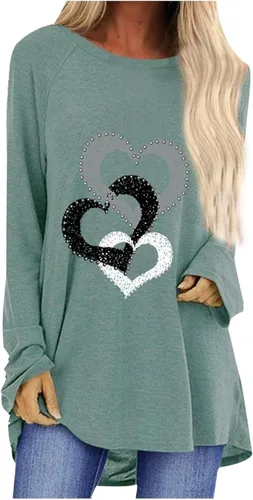 Túnicas o tops para mujer para llevar con leggings, manga larga, ajuste holgado, ropa de otoño, cuello redondo, degradado, cómodas, blusas 02 Verde