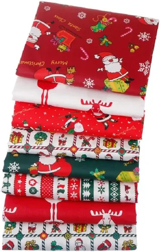 Miniatura 2 de 8 cuadrados de tela de algodón de 20 x 20 pulgadas, paquetes de tela gruesa para manualidades, costura, acolchados, manualidades (Navidad)
