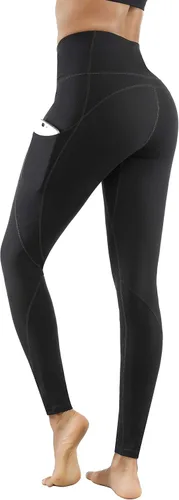 Lingswallow - Pantalones deportivos de tiro alto para yoga, diseño elástico en 4 direcciones con control de abdomen y bolsillos, leggings para