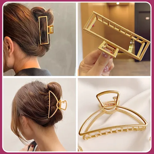 Miniatura 6 de AIBEE Pinzas grandes de metal para el cabello, 4 pinzas antideslizantes grandes doradas con fuerte sujeción para cabello grueso y fino para mujeres
