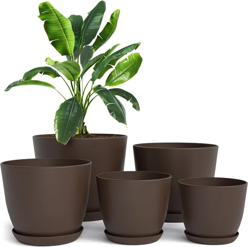 Miniatura 22 de Utopia Home - Macetas de Interior con Drenaje - Macetas de Flores de 7/6.6/6/5.3/4.8 Pulgadas para Plantas de Interior - Juego de 5 Macetas