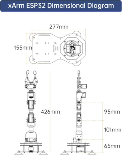 Miniatura 7 de Hiwonder xArm ESP32 - Robot robótico de código abierto compatible con programación MicroPython con sensores para kit de desarrollo secundario