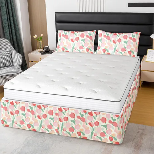 Miniatura 12 de Falda de cama con estampado azteca, tamaño individual, falda de cama de retazos geométricos abstractos para niños, niñas, adultos, decoración