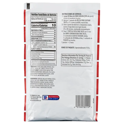 Miniatura 2 de Mezcla de condimento para tacos Lawry's, 9 oz - Un paquete de 9 onzas de mezcla de condimento para tacos, ideal para tacos de pollo, ternera