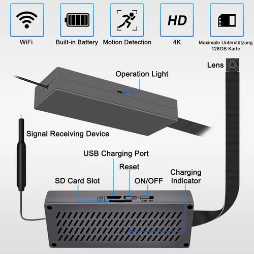 Miniatura 2 de Mini cámara de niñera, mini cámara 4K Ultra HD con cámara WiFi inalámbrica, seguridad portátil para el hogar interior y exterior