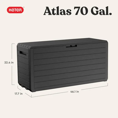 Miniatura 2 de Keter Atlas - Caja de 70 galones – Caja de almacenamiento al aire libre resistente a la intemperie para patio, patio y piscina, construcción
