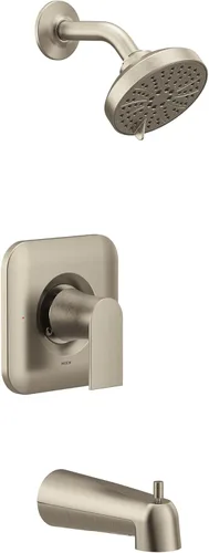 Miniatura 2 de Moen Genta LX de níquel cepillado con equilibrio de presión y rendimiento ecológico, kit de grifería moderna para ducha que incluye cabezal