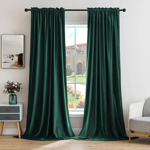 Miniatura 43 de MIULEE - Juego de 2 paneles de cortinas negro opacas y térmicas de terciopelo para la sala de estar y dormitorio, con bolsillo para cortinero, de 63