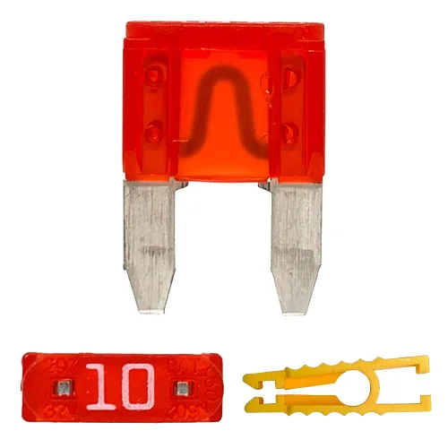 20 piezas de fusible de cuchilla mini de 10A y 1 extractor de fusibles ATC/ATO 32V 10Amp de reacción rápida para automóvil, camioneta, SUV