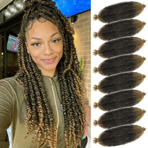 Miniatura 45 de Cabello Rizado Afro Elástico 8 Paquetes Cabello Trenzado Marley Twist Cabello Spring Twist Pre-Separado para Locs Falsos Cabello de Ganchillo Kinky