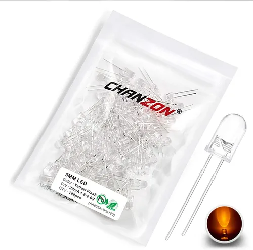 Miniatura 7 de Chanzon 100 unids 0.197 in parpadeante verde LED diodo luces 1.5Hz intermitente (lente difusa redonda DC 3V 20mA) iluminación brillante bombillas G)