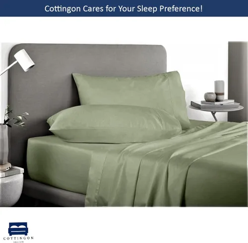 Miniatura 3 de Cottingon Juego de Sábanas Split King para Cama Ajustable, Sábanas de Cama 100% Algodón Egipcio, Incluye 2 Sábanas Bajeras Twin XL de 39X80 Salvia