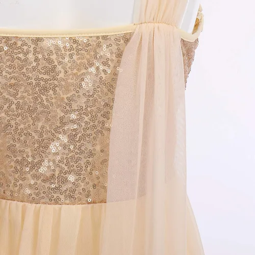 Miniatura 5 de ODASDO Vestido de danza lírica para adultos disfraz moderno contemporáneo lentejuelas de malla tul alto falda baja ropa de baile de ballet