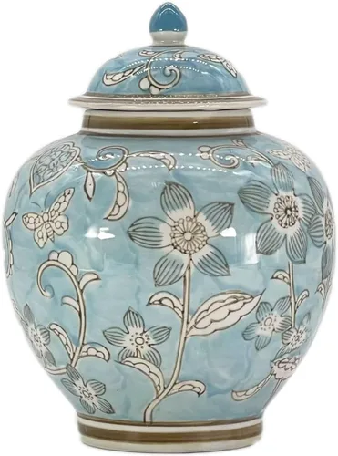 Miniatura 13 de Galt International Tarro de jengibre chinoiserie floral azul oscuro de 10 pulgadas con tapa, tarro de jengibre, almacenamiento de té, decorativo