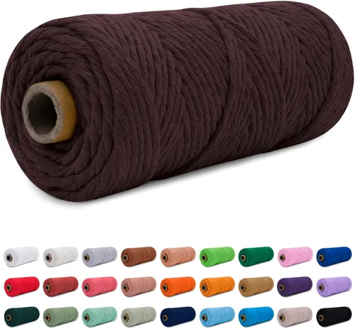 Miniatura 8 de CAMAL Cordón de macramé de 0.157 in x 109 yardas (328.1 ft), cuerda de algodón de color para tejer, manualidades, colgar en la pared, proyectos