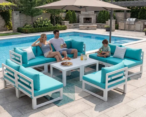 Miniatura 45 de NICESOUL - Juego de 10 muebles de patio extra grandes de aluminio moderno, sofá para exteriores con asiento de 29" de profundidad y ancho, 500 lbs