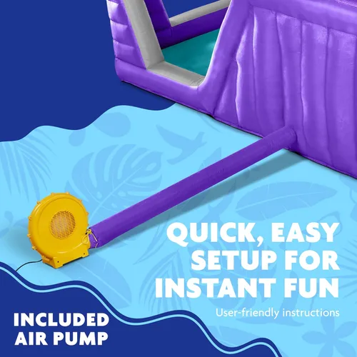 Miniatura 6 de Sunny & Fun - Parque inflable de cuatro esquinas, resistente para diversión al aire libre, pared de escalada, tobogán y piscina profunda, fácil