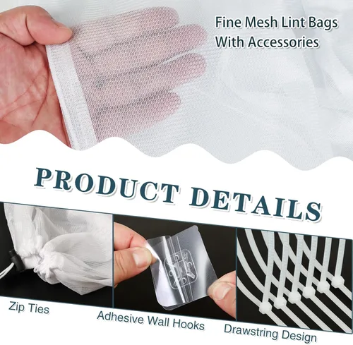 Miniatura 3 de Juego de 4 bolsas para atrapar pelusas de ventilación de secadora, trampa recolectora de pelusa y bolsa de filtro para atrapar pelusa y polvo, kit