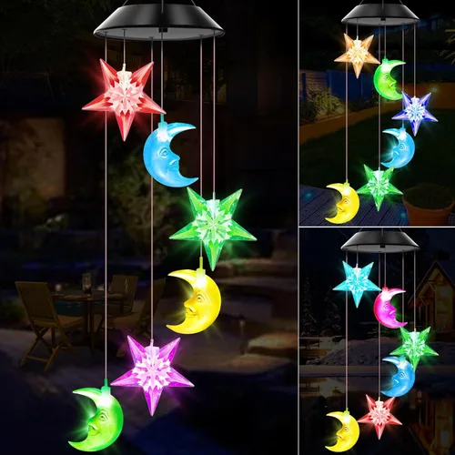Miniatura 11 de Campanillas de viento solares para exteriores, luces que cambian de color, regalo para mujeres, mamá, abuela, hermana, mejores regalos, campanillas