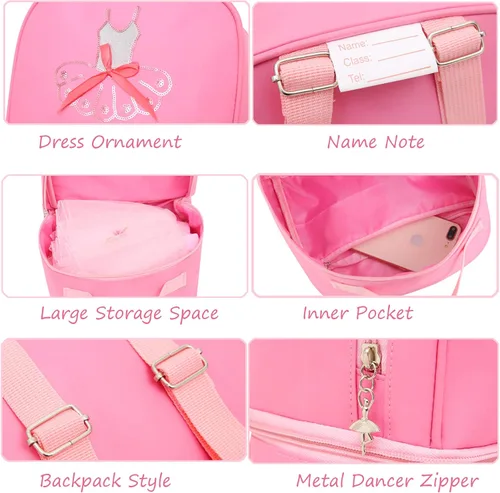 Miniatura 5 de Dorlubel Linda mochila de baile de ballet tutú vestido bolsa de baile con llavero para niñas
