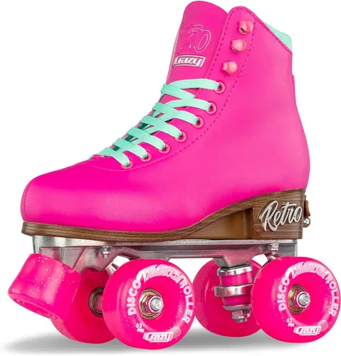 Crazy Skates Retro Roller Skates | Adjustable or Fixed Sizes | Classic Quad Skates for Men, Women and Girls Rosa (ajustable)