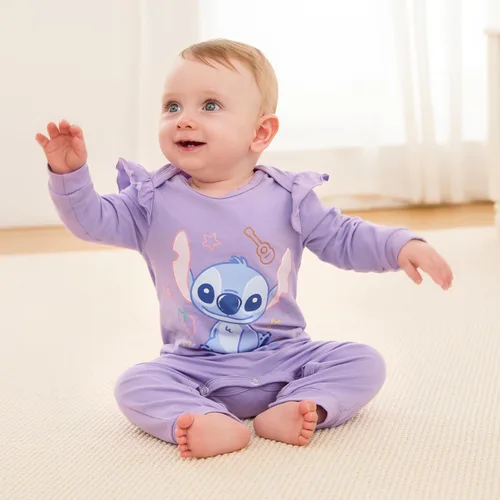 Miniatura 36 de Disney Stitch Princess Cenicienta Ariel Minnie Winnie Baby Girls - Mameluco de manga larga con volantes para recién nacidos y niños pequeños