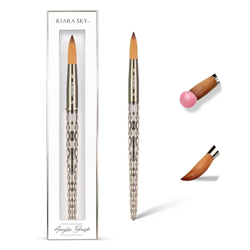Miniatura 15 de Kiara Sky Pincel Acrílico #8 - Negro 100% Puro Kolinsky Mango de Corte de Cristal y Resistente al Acetona